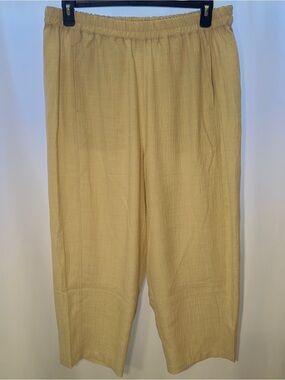 Max Studio London 1X Linen Look Wide Leg Casual Pullon Womans Pants Front  Back